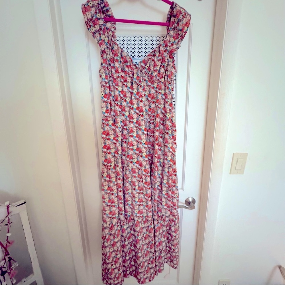 English Factory ruffled floral maxi